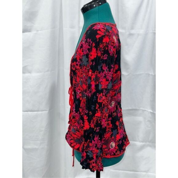 Free People Red Floral Tie Front Cardigan | Sz M, NWT - Picture 4 of 8